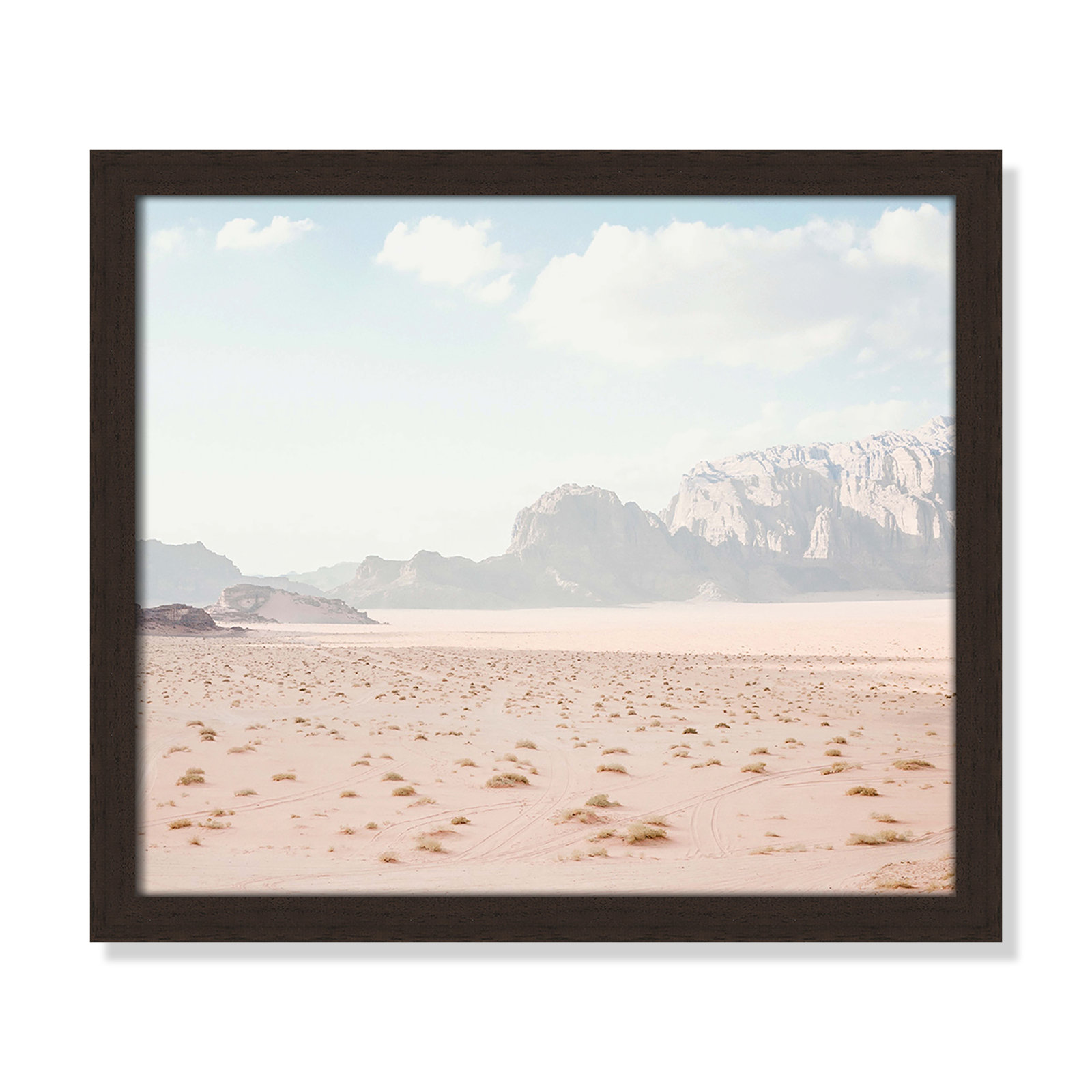 Tire Tracks "Tire Tracks" Print, 15" W x 13" H, Open Grain Walnut Framed
