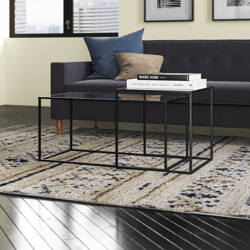 Heffington Glass Top Frame Side Table Set