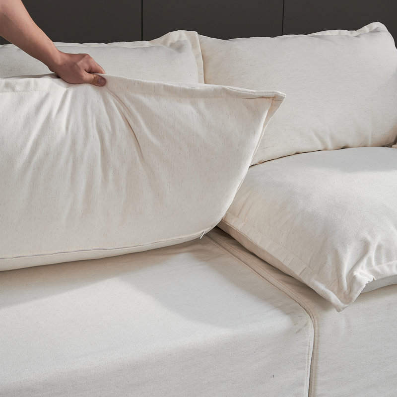 Canapé modulaire 115 po, Mélange de lin blanc Mahamadou