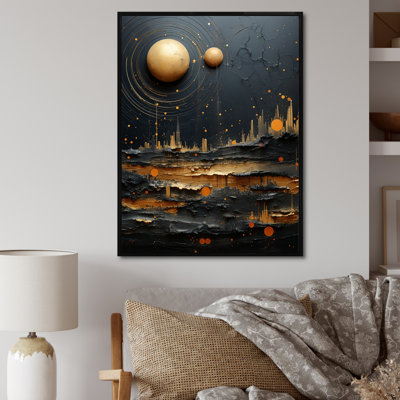Jaune et noir Neptune Saturns Sonata I Neptune Saturns Sonata I, reproduction d'art sur toile