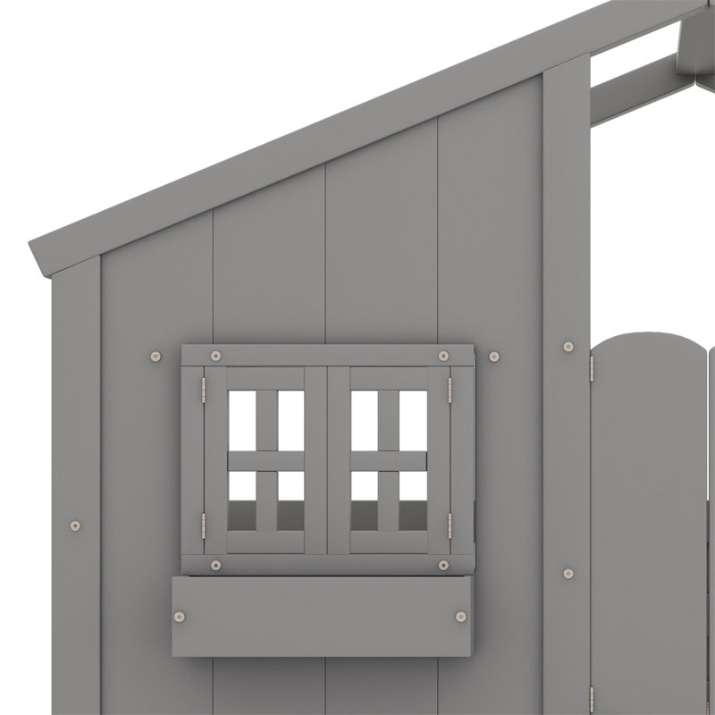 Aleks Kids Twin Over Twin Bunk Bed, Gray
