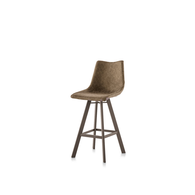 Filippone Upholstered Counter Stool with Metal Frame, Brown