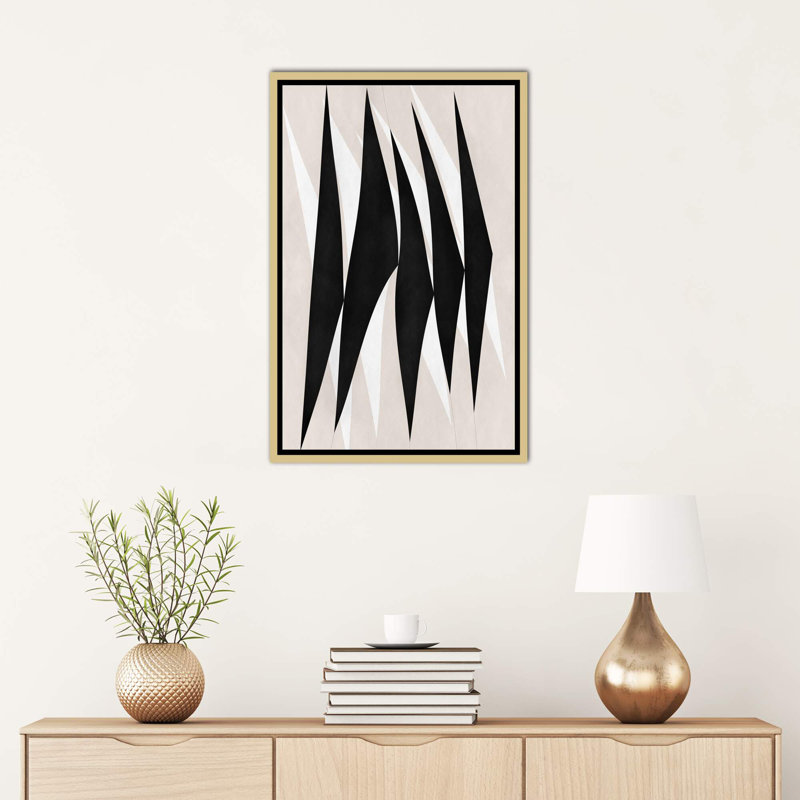 " Zebra Print Tribal Paint ", 60" H x 40" W x 1.5" D, Gold Framed Canvas