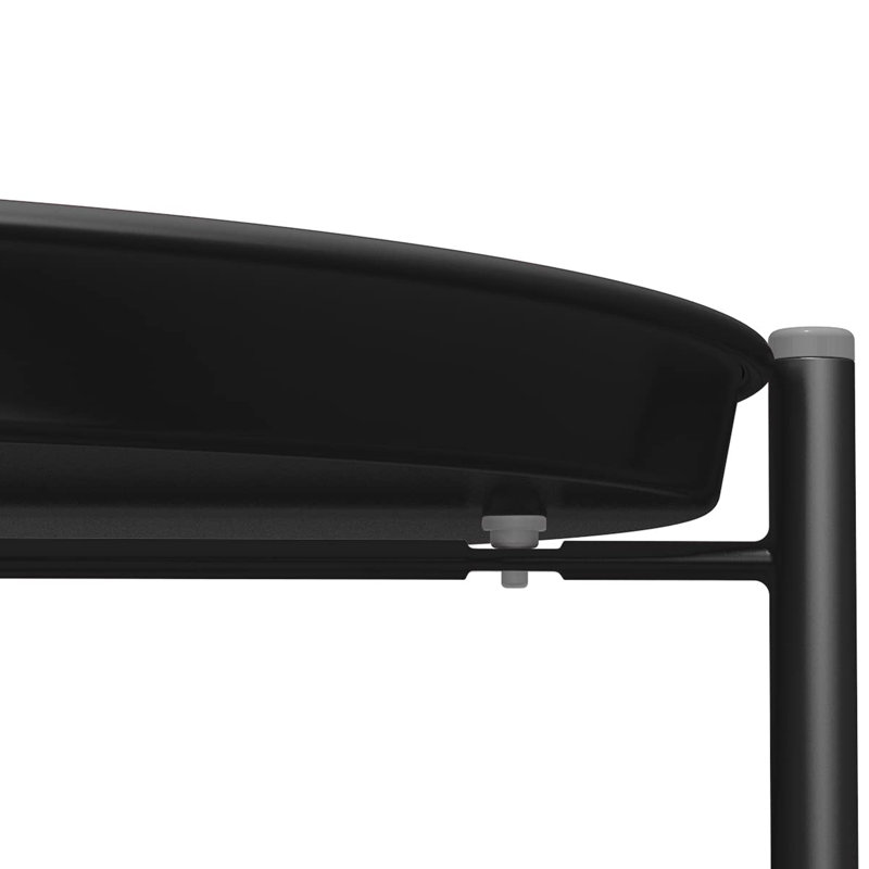 Outdoor Side Table, 2-Tier End Table Round Accent Table, Black