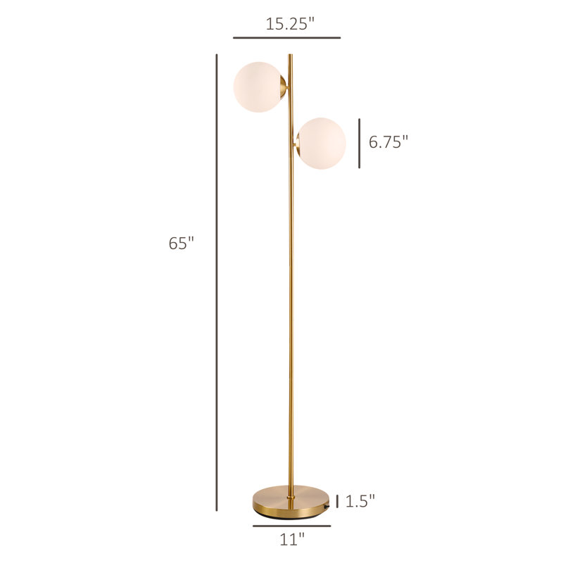 Lampe sur pied avec abat-jour en verre 2 pièces, lampe décorative portative blanche
