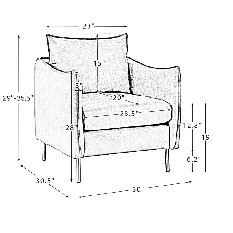 Fauteuil moderne en similicuir de 30 po avec accoudoirs uniques Paolo, Similicuir chameau
