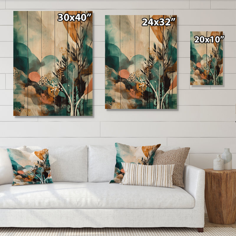 Visions vertes et crème dans un style bohème sur bois, H 20 po x l 10 po x P 0,78 po