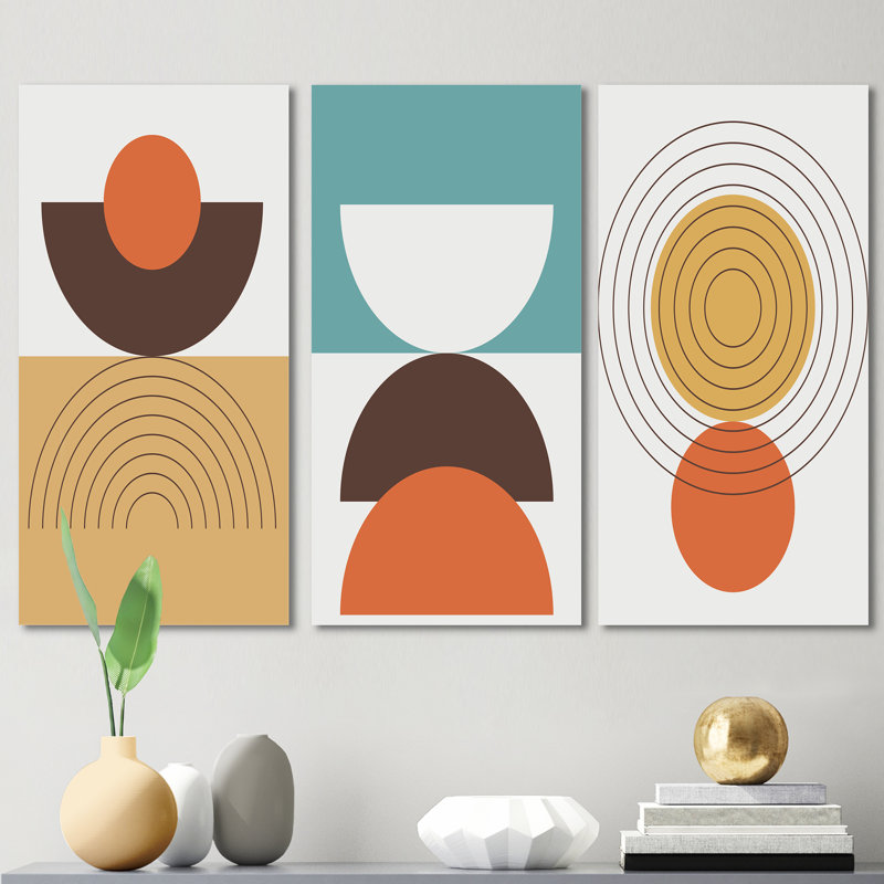 Creative Creative Designs In Retro Colors XIII - Ensemble d'art moderne Mid-Century de 3 pièces, H 28 po x l 36 po