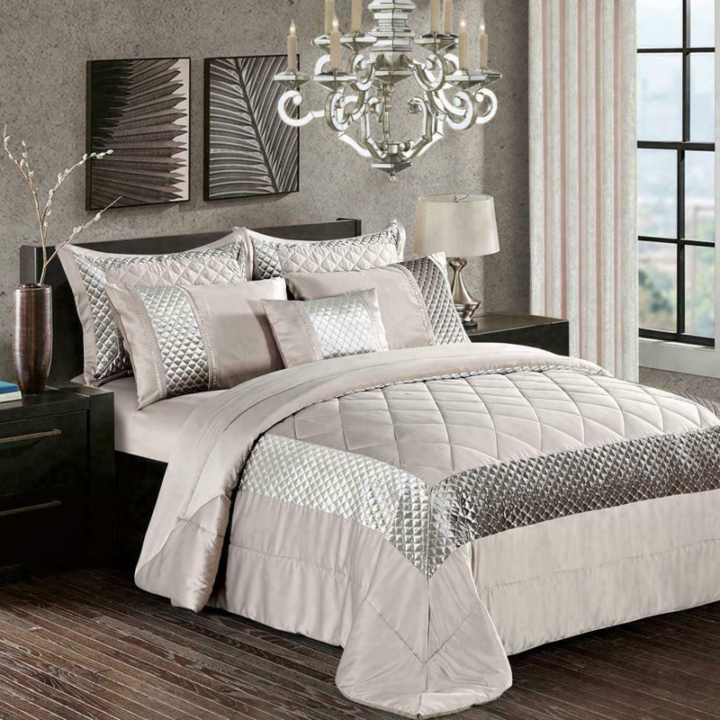 Atlanta Quilted Velvet Embossed Bedspread Set with Matching Pillowcases – Soft, Luxurious & Machine Washable Bedding, Mink