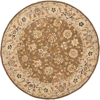 Tapis brun / ivoire en laine crocheté à la main Hollander