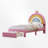 Adame Upholstered Rainbow Design Bed, Velvet Princess Platform Bed with Storage Drawer, Pink-1217959561