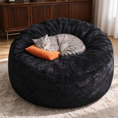 Pouf ergonomique ultra-confortable avec rembourrage intérieur ajustable et housse lavable, canapé relax en flanelle pour salon et chambre