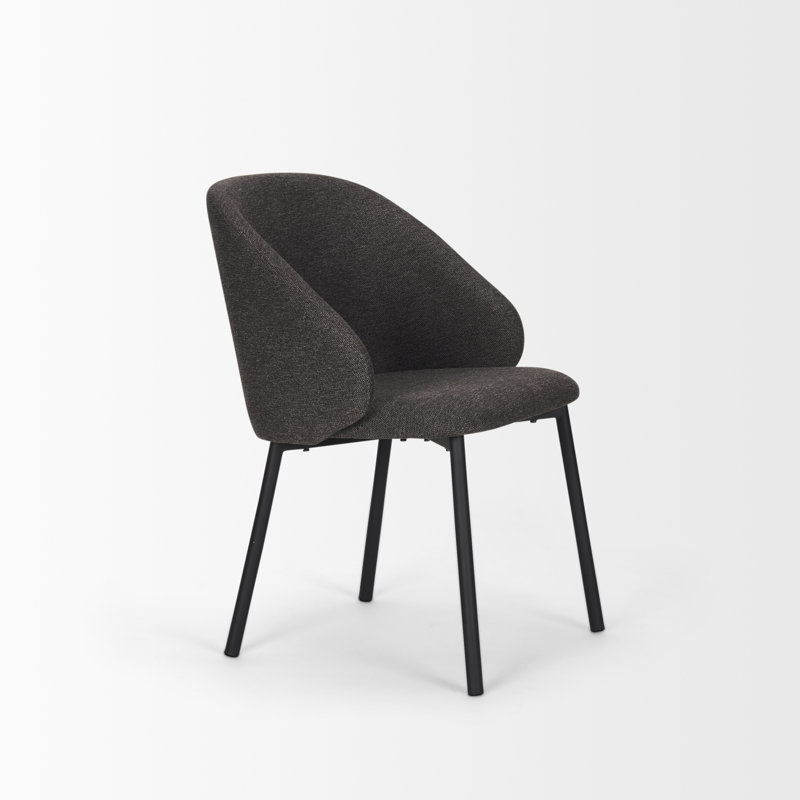 Chaise de salle à manger Jimmaron avec tissu gris et métal noir mat, Polyester / mélange de polyester / gris nylon