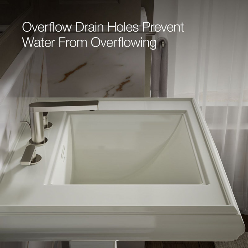 Memoirs® Rectangular Pedestal Bathroom Sink with Overflow, Dune, 8'' Centers