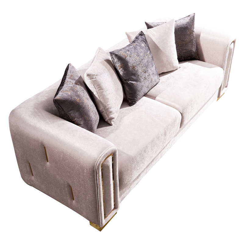 Canapé en velours de 91 po Foehr, Velours beige