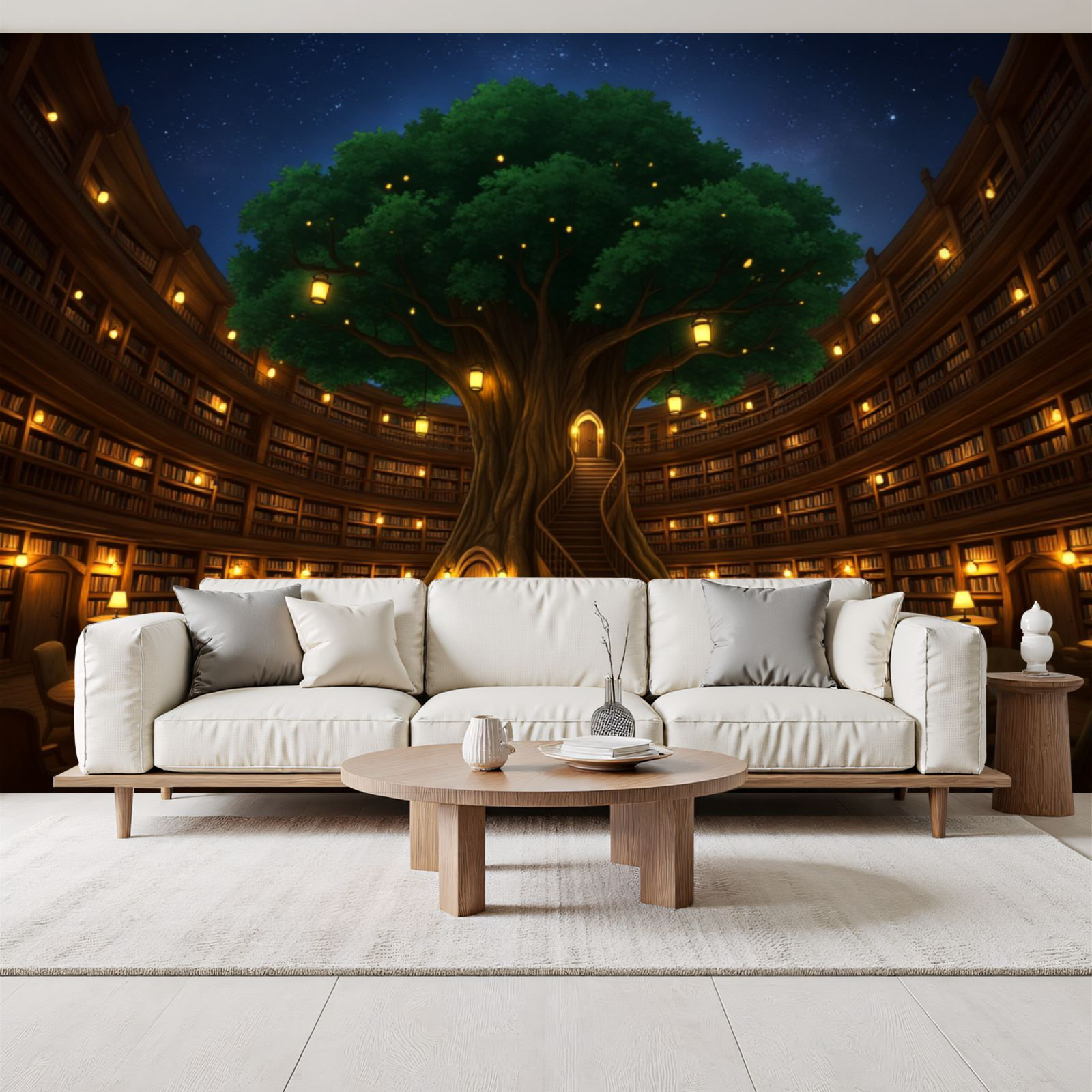 Red Barrel Studio® Library Peel and Stick Wallpaper Tree Library ...