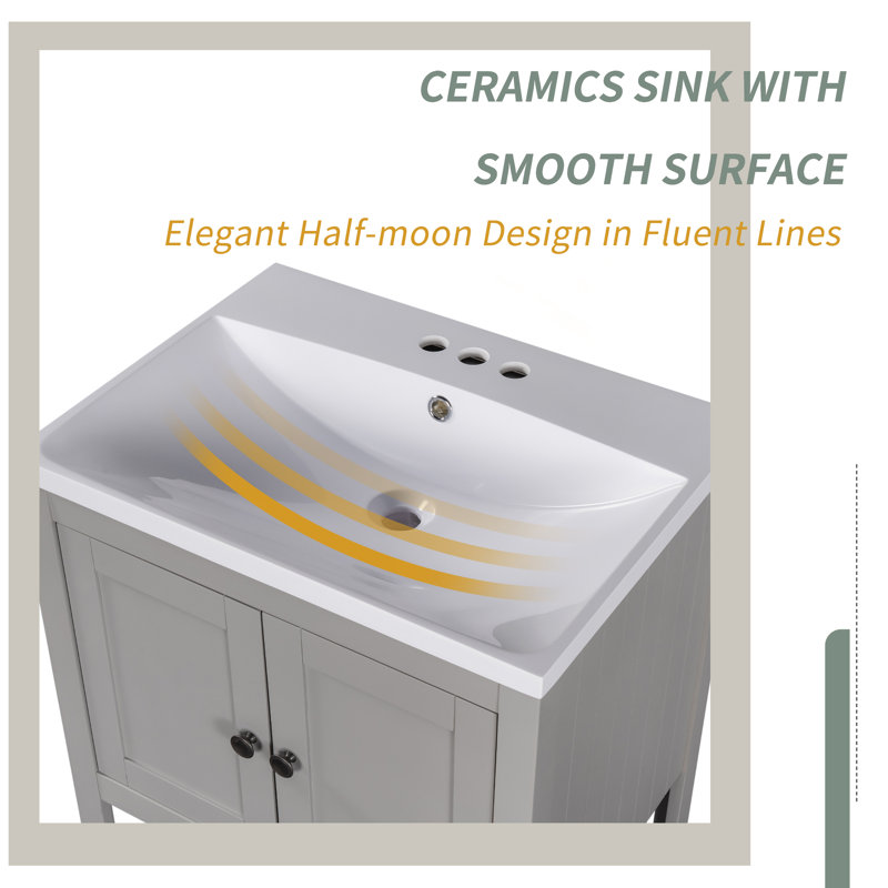 Ensemble de meuble-lavabo simple 24 po Kaon, gris