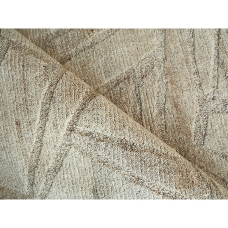 Boma hand-knotted Wool Beige Area Rug, 9'X12'