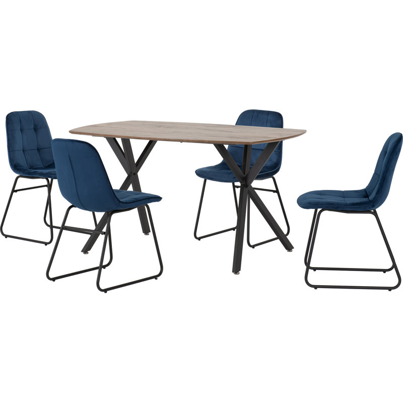 Bardin 4 - Person Dining Set, Sapphire Blue