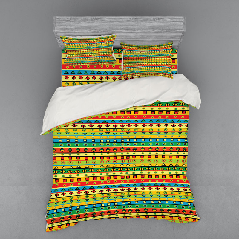 Rustic Polyester Striped Duvet Cover, Queen Duvet Cover + 3 Additional Pieces