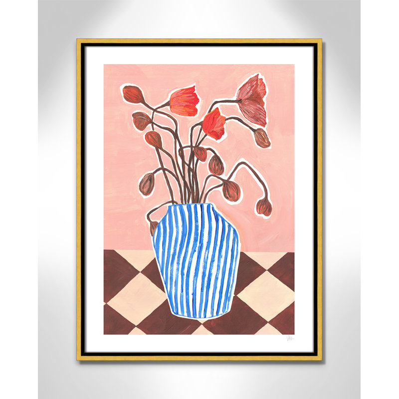 Poppies Print par Violets Print House, Toile avec cadre, Flotteur doré, L 19,5 po x H 25,5 po