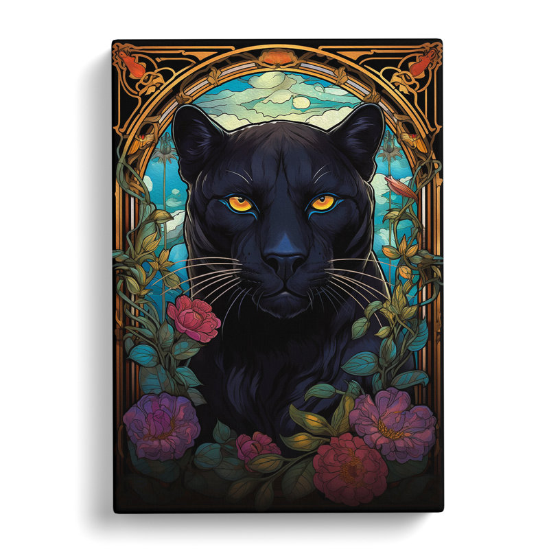 Panther Nouveau - Wrapped Canvas, 50cm H x 35cm W x 3cm D