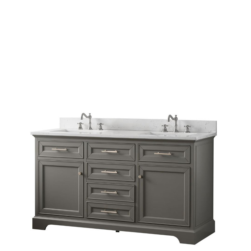 Thompson 60" W Double Vanity, Gray/Brushed Nickel