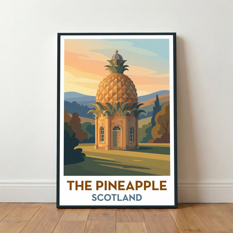 The Pineapple, Scotland - Romantic Travel Poster Celebrating An Iconic Folly And Georgian Elegance. Giclee Print On Wrapped Canvas. Wall Art, Home Decor - Iconic Buildings & Architecture, Scotland - Wrapped Canvas Print