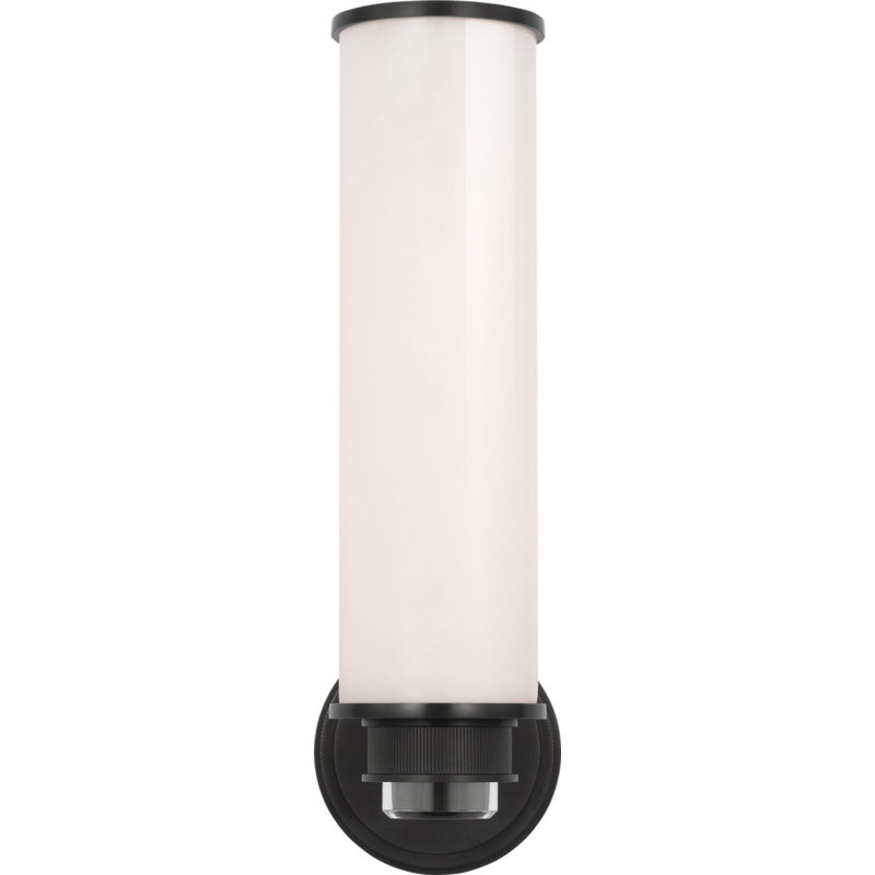 Percy 14" Single Bath Sconce with White Glass, Bronze