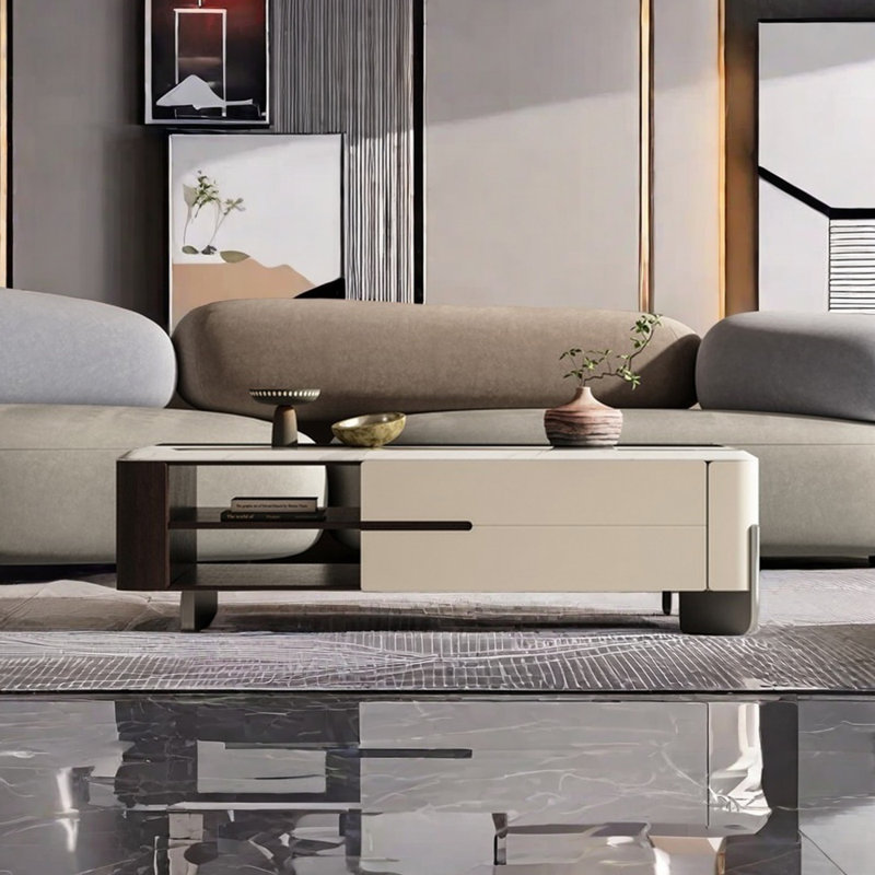 Table basse moderne simple et luxueuse, H 16,53 po x L 55,11 po x l 31,49 po