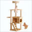 Arbre à chat 48,8 po moderne en bois, arbre à chat d'intérieur multifonctionnel avec poteaux à griffer en sisal, perchoir supérieur et hamac en acrylique pour petits et grands chats