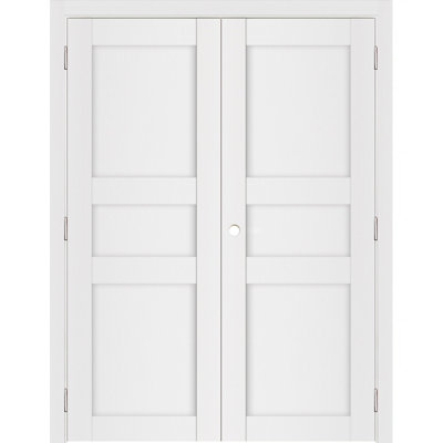 Stile 029 Pre-Hung Soft White Laminated Modern Interior Double Door