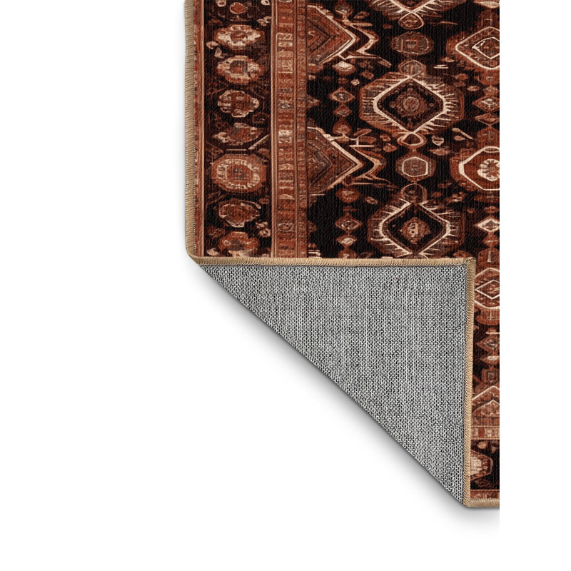 Machine Washable Persian Brown Area Rug, Round 5'