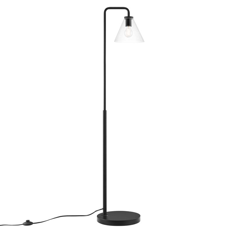 Modway Element Transparent Glass Glass and Metal Floor Lamp, Black