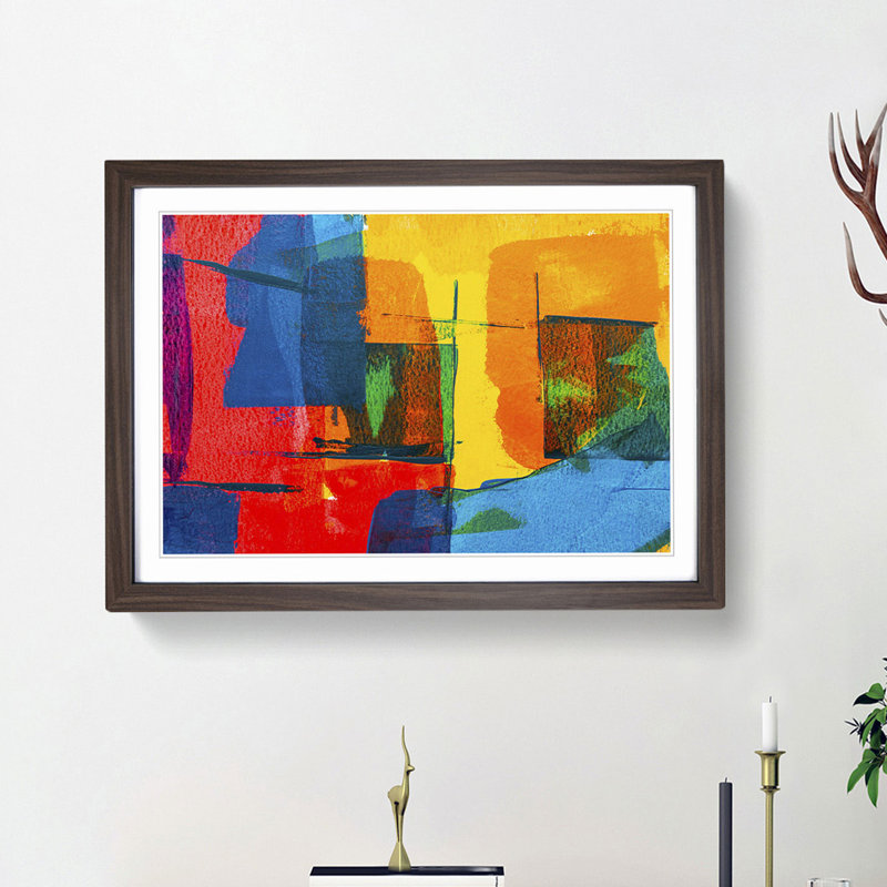 Abstract Art Painting Vol.42 by S.Johnson - Framed Print, 62cm H x 87cm W x 2cm D, Walnut Framed