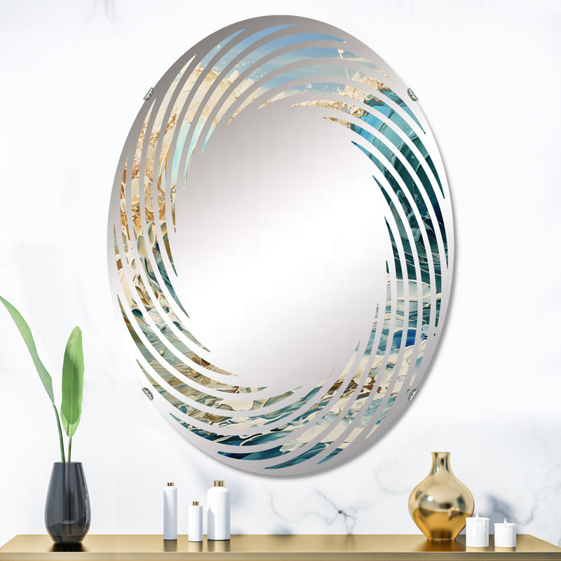 Miroir mural en spirale Ocean Wave, art liquide II - MIR117220, L 24 po x H 36 po