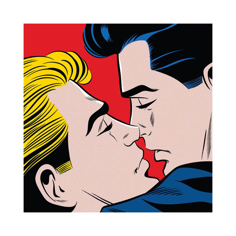 « Kiss » par Joseph McDermott-imprimé, H 48 po x l 48 po x 1,5 po, Toile tendue