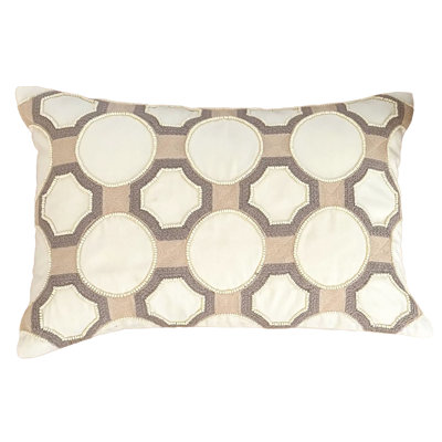 Achromatic Embroidered Lumbar Pillow And Insert