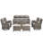 High Back Outdoor Furniture With 6-Inch Extra Thick Cushions, Patio Furniture Set With Fire Pit Table & Swivel Chairs, 8PCS Wicker Conversation Set For Yard, Deck, Poolside-1217993064-1217993060