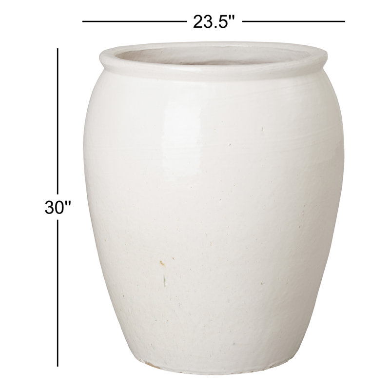 Proberta Handmade Ceramic Pot Planter, 30" H x 23.5" W x 23.5" D, White