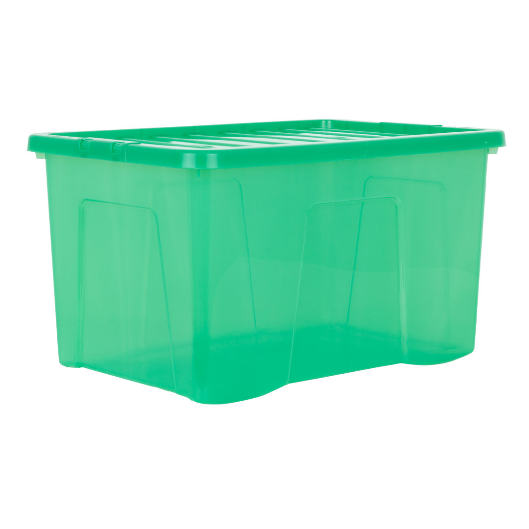 B&Q -  Crystal 5 X 60L Stackable Plastic Storage Boxes With LidsIdeal For HomeOfficeToys & MoreLarge BoxesGreen - Image 3