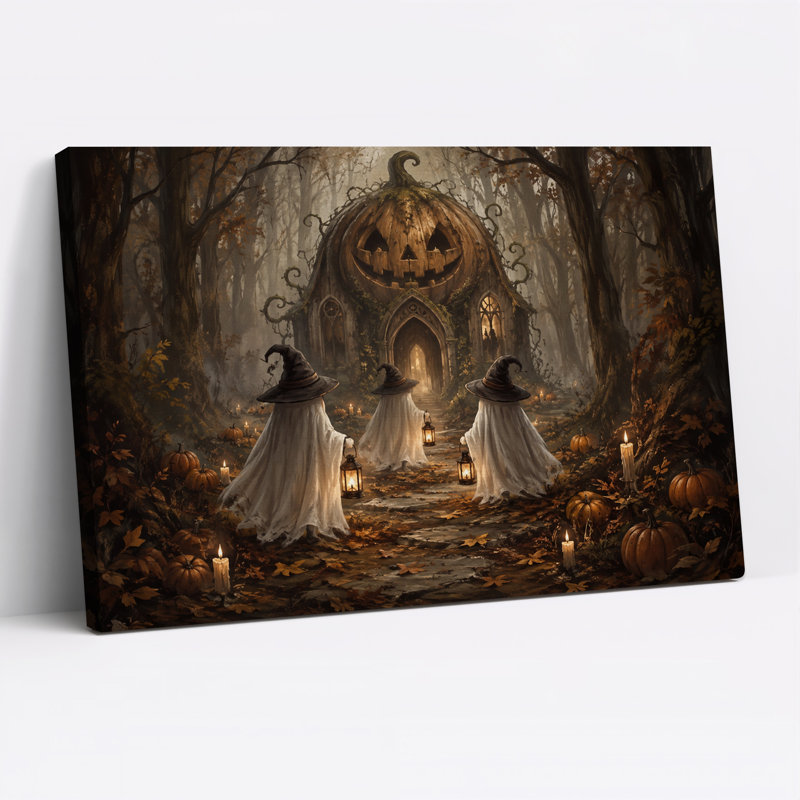 Art mural sur toile Halloween fantômes, H 20 po x l 30 po
