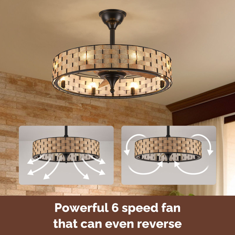 24" Bay Isle Home™ Bedroom Ceiling Fan With Lights Including Light Kit, With App/remote Control