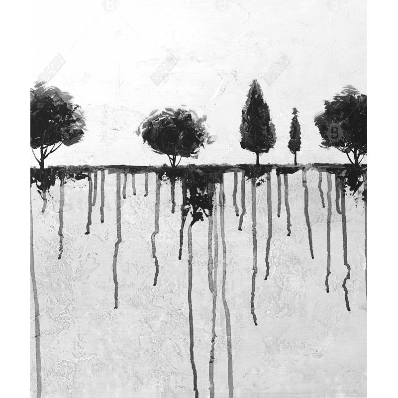 Ink Bleeding Trees Modern Gray King Duvet Cover - Home Decor