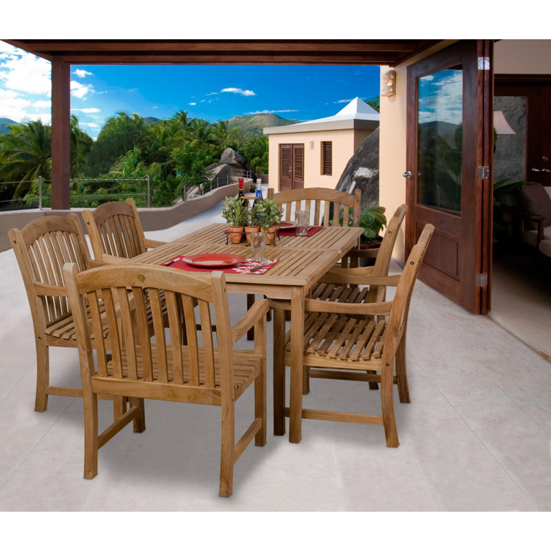 Anautica 6 - Person Wood Patio Dining Set with Rectangular Table