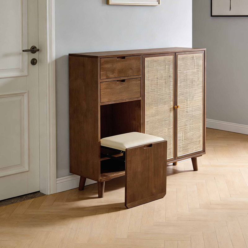 Rangement à chaussures de style français, Bois brun foncé