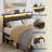 Upholstered Bed Frame with 2 Storage Drawers, Modern Queen Platform Bed with Charging Station & LED Light, No Spring Box Needed-712856602