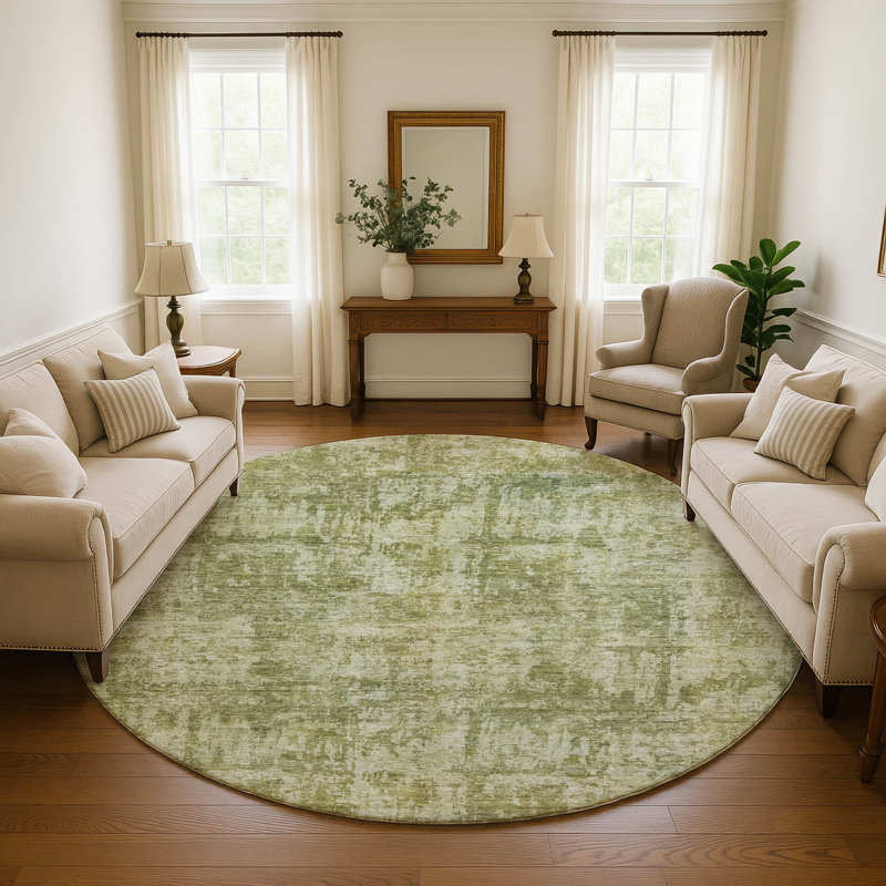 Tapis moderne lavable à la machine de qualité supérieure Marasco AMF1627, Rond 8 pi