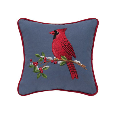 Cardinal On Nocturnal Snowy Branch Pillow