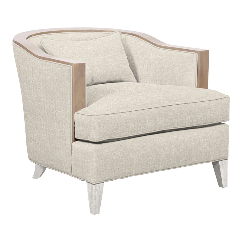 Thom Filicia Home 32.5" Wide Barrel Chair, Casa Blanca, Tommy Flax Crypton® Performance Fabric